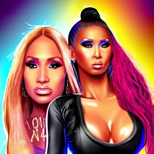 Image similar to carmella from wwe and nicki minaj, digital art, 8 k, artstation