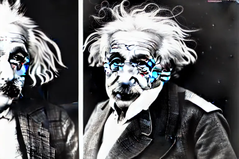 Image similar to albert einstein as a wizard with the power to warp spacetime