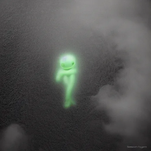 Image similar to ghostly Kermit made of clouds and fog