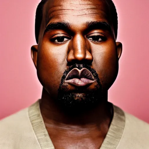 Image similar to the face of young kanye west wearing yeezy clothing at 3 5 years old, portrait by julia cameron, chiaroscuro lighting, shallow depth of field, 8 0 mm, f 1. 8