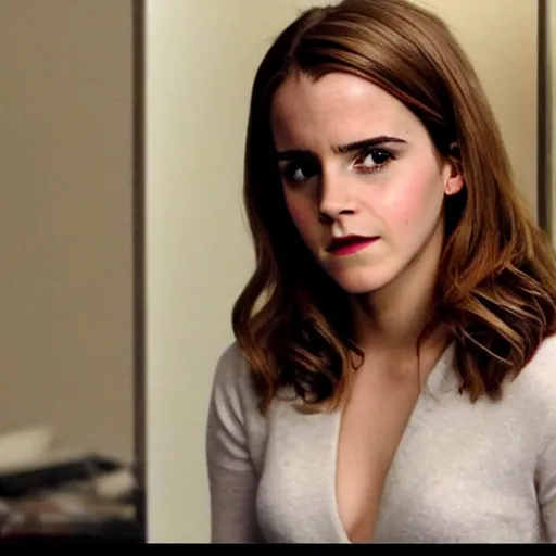 Image similar to emma watson giving the camera a Jim halpert look from the TV show The Office