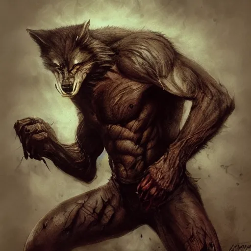 Image similar to werewolf lycanthrope grinning razorpunk vile reprobate jason statham ripped physique portrait Wolfman Wolfman Fenrir with tombow jonas de ro odd nerdrum greg rutkowski frank frazetta alexandre briclot Dave Dorman splatterpaint