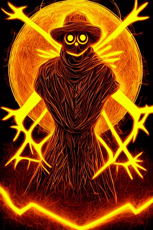 Image similar to glowing scarecrow, symmetrical, highly detailed, digital art, sharp focus, trending on art station, anime art style