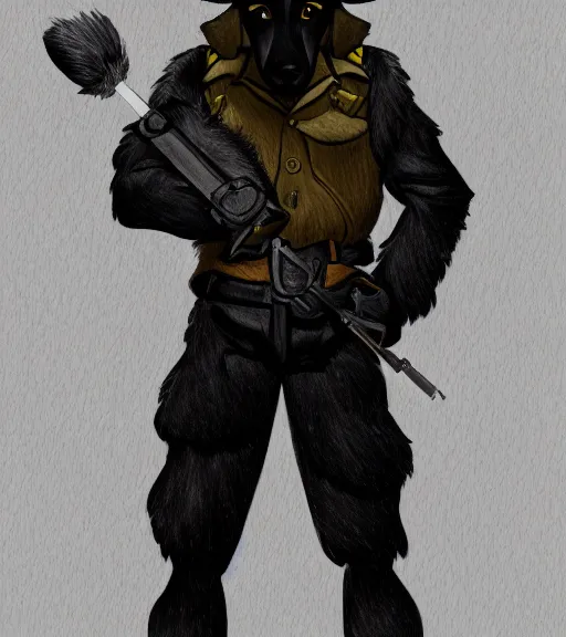 Prompt: expressive stylized master furry artist digital line art painting full body portrait character study of the anthro male anthropomorphic german shepard fursona animal person wearing clothes military general uniform