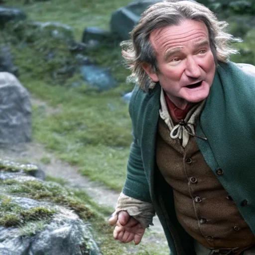 Image similar to Robin Williams as Bilbo Baggins 8k hdr