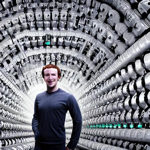 Image similar to Intricate matte painting of tubes coming out of Mark Zuckerberg's head into a computer