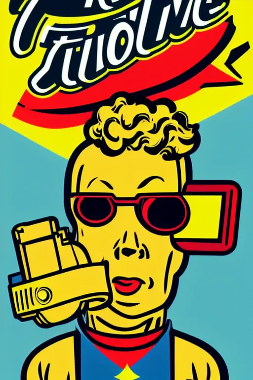 Image similar to fallout 7 6 retro futurist illustration art by butcher billy, sticker, colorful, illustration, highly detailed, simple, smooth and clean vector curves, no jagged lines, vector art, smooth andy warhol style