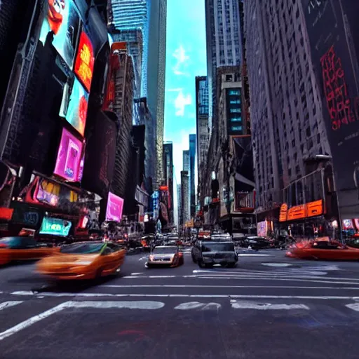 Image similar to New York City futuristic, detailed, good lighting
