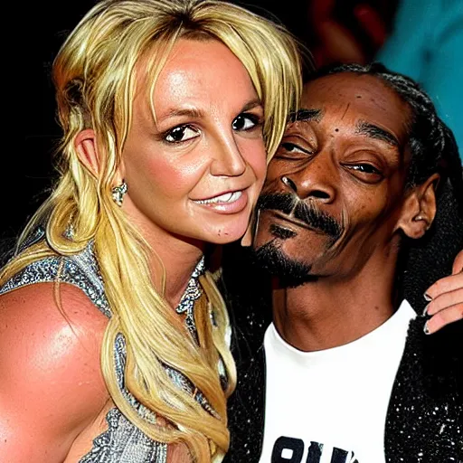 Image similar to “ britney spears and snoop dogg kissing ”