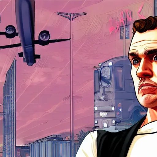 Image similar to Transgender Jordan Peterson in GTA V, Cover art by Stephen Bliss, Boxart, loading screen