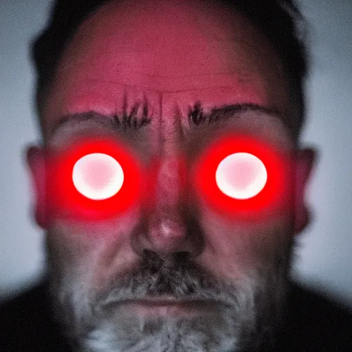 Image similar to a man with red glowing eyes