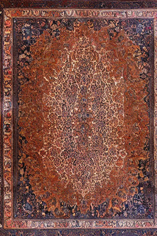 Image similar to a persian carpet interwoven with a microchip board and baroque decor, highly detailed, 4 k