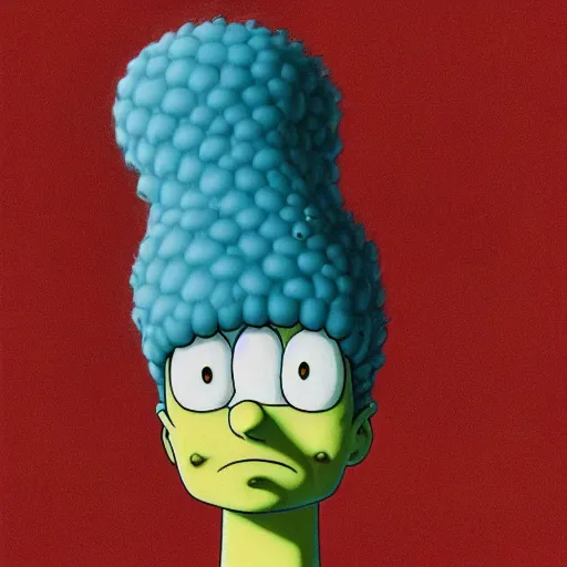 Image similar to marge simpson from futurama in berserk anime drawn by kentaro miura and zdislaw beksinski