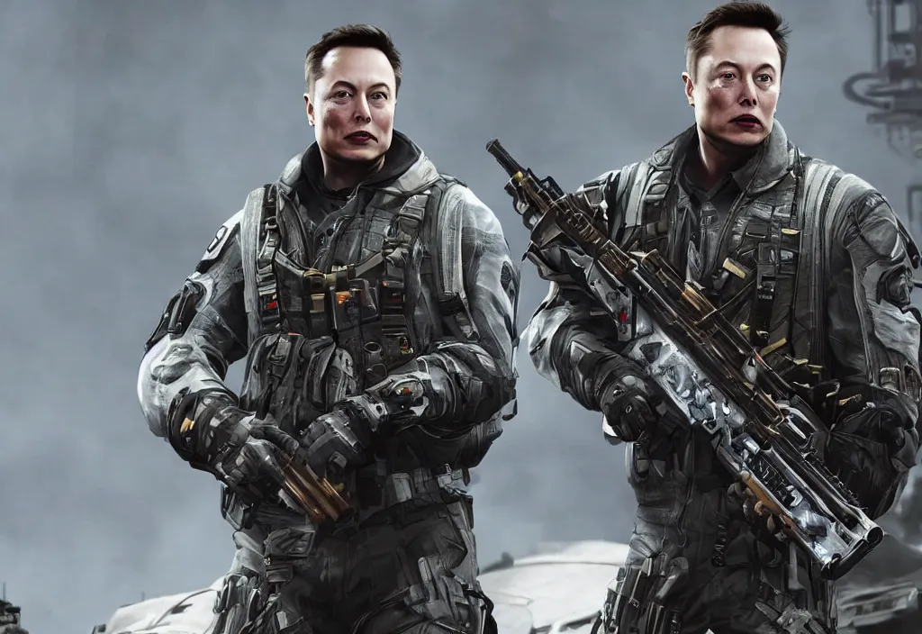 Image similar to elon musk in call of duty, elon musk in the video game call of duty, gameplay screenshot, close up, 3 d rendering. unreal engine. amazing likeness. very detailed.