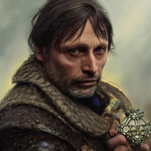 Image similar to Mads Mikkelsen as a fantasy D&D character, portrait art by Donato Giancola and Bayard Wu, digital art, trending on artstation, 4k