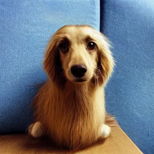 Image similar to “long dog with big snout and short legs and scraggly fur”