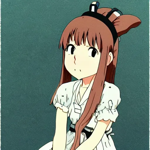 Prompt: cute anime girl, style: (hayao miyazaki, studio ghibli)