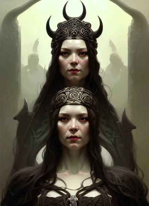 Image similar to character concept portrait of Hel goddess of the death, viking culture, intricate, elegant, digital painting, concept art, smooth, sharp focus, illustration, by Ruan Jia and Mandy Jurgens and William-Adolphe Bouguereau, Artgerm