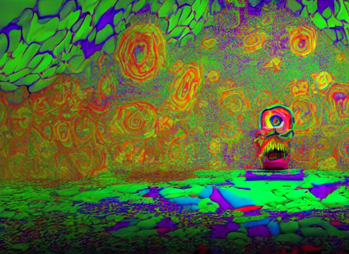 Image similar to ! dream a still image from a psychedelic underground claymation movie by bruce bickford, technicolor 4 k