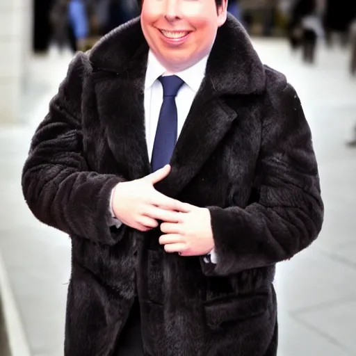 Image similar to Michael mcintyre but he is coveredin fur