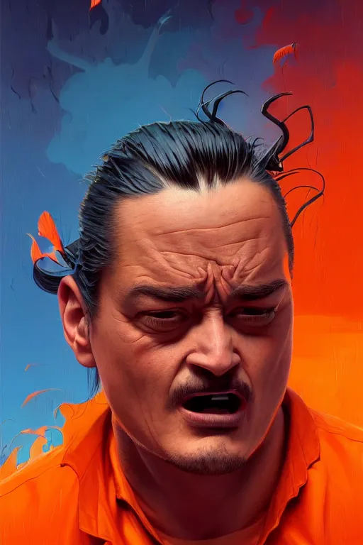 Image similar to a highly detailed beautiful portrait of Mike Patton in hell screaming in front of people, highly detailed, 2d game fanart behance hd by Jesper Ejsing, by RHADS, Makoto Shinkaih and Lois van baarle, ilya kuvshinov, rossdraws global illumination, cinematic, hyper-realistic, depth of field, coherent, high definition, 8k resolution octane renderer, artstation