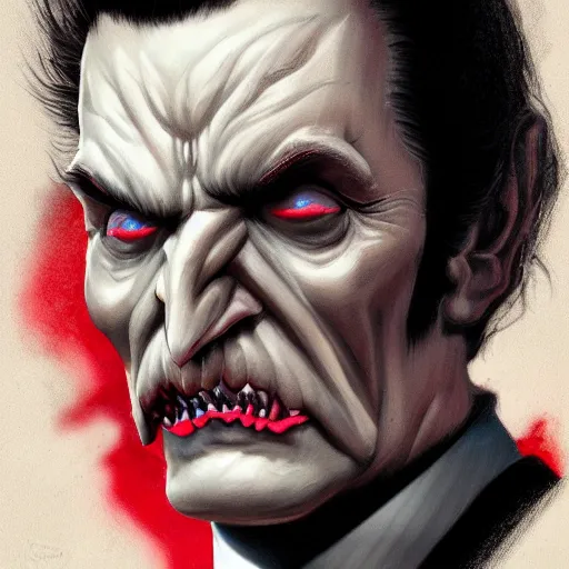 Image similar to portrait of trump dracula, wolverine, intricate, elegant, highly detailed, centered, grungy, digital painting, artstation, concept art, smooth, sharp focus, boris vallejo