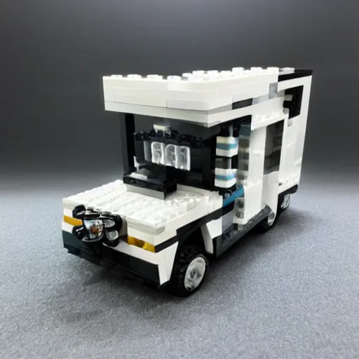 Image similar to walter white rv lego set box realstic