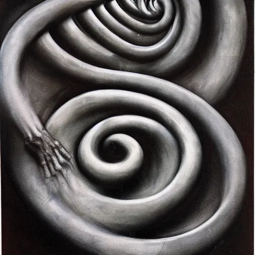 Image similar to spiral, by hr giger