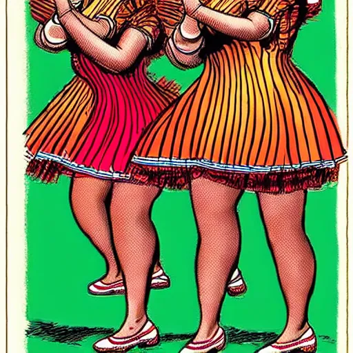 Image similar to dominicanas dancing, drawing by r crumb