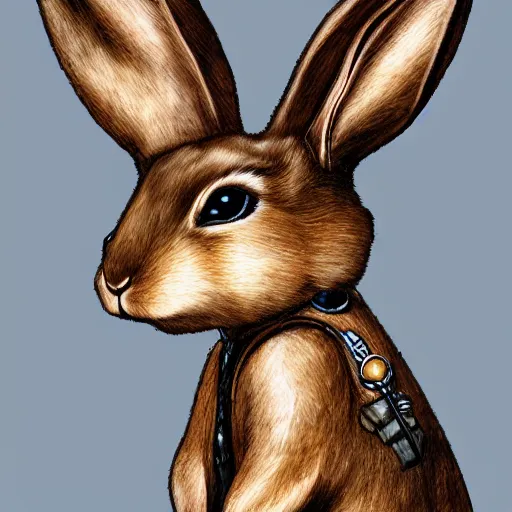 Image similar to photorealistic portrait of a steampunk rabbit