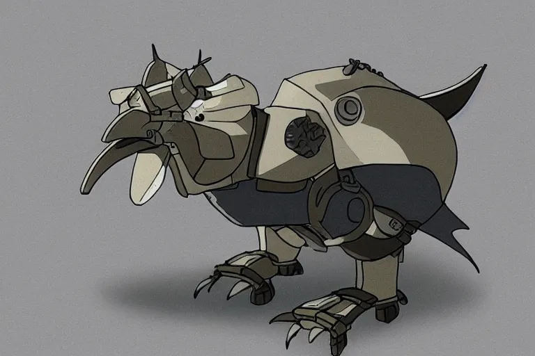 Image similar to heavily armoured mechanical chicken by studio ghibli