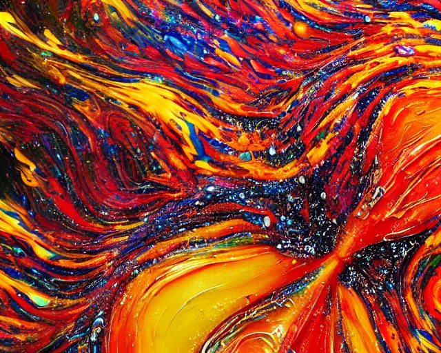 Image similar to still shot close up footage of the portrait of a human head explodes and disintegrates into acrylic pour and splashing paint, motion blur, hyperrealistic, medical, intricate art photography, anatomically correct, realistic crisp textures, 1 6 k