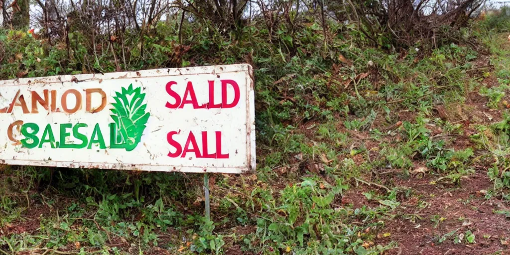 Prompt: an abandoned salad bar from the 6 0 s, the sign features several fruits along with a cornucopia and the words salad bar