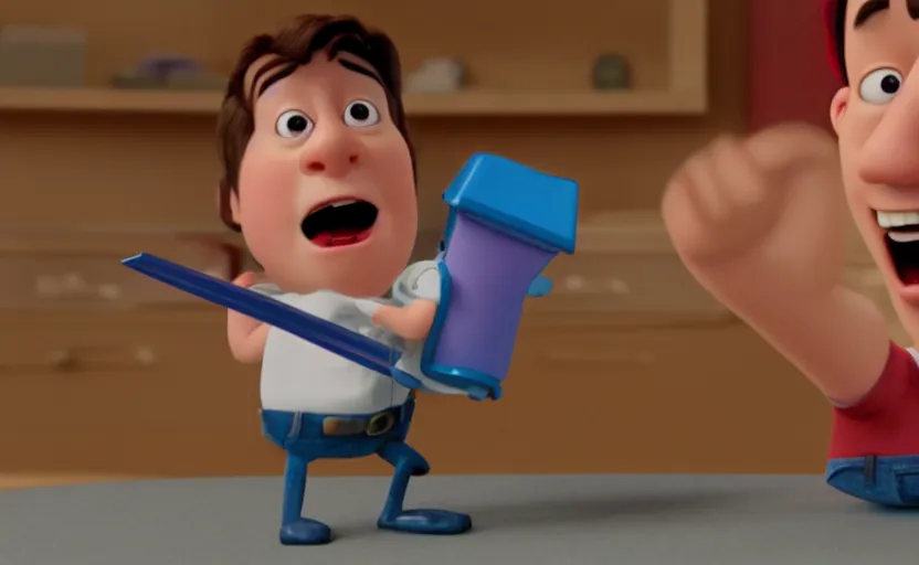 Prompt: A pixar movie about a stapler, happy, animated, pathtraced