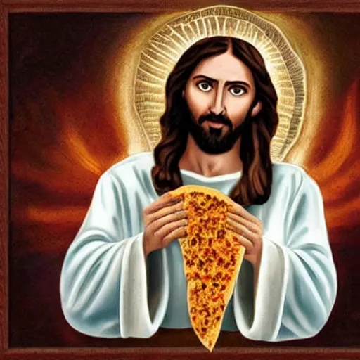 Image similar to jesus is eating a burrito