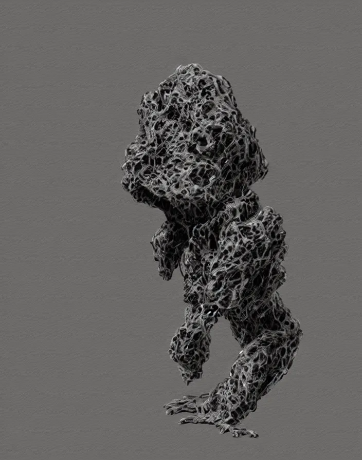 Image similar to rock creature, black background