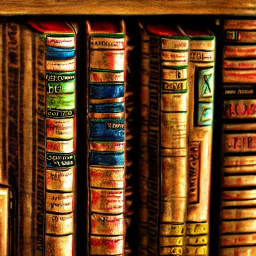 Image similar to close up of a wizard\'s bookshelf, colorful, rule of thirds, award winning, extreme detail, photorealistic digital art, trending on artstation, -W 1088