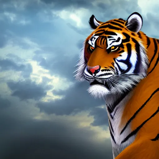 Prompt: A tiger with pegasus wings, 4k, ultra realistic, detailed