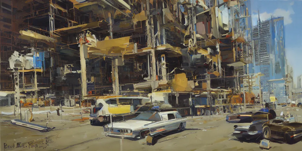 Prompt: scifi construction place. by ben aronson