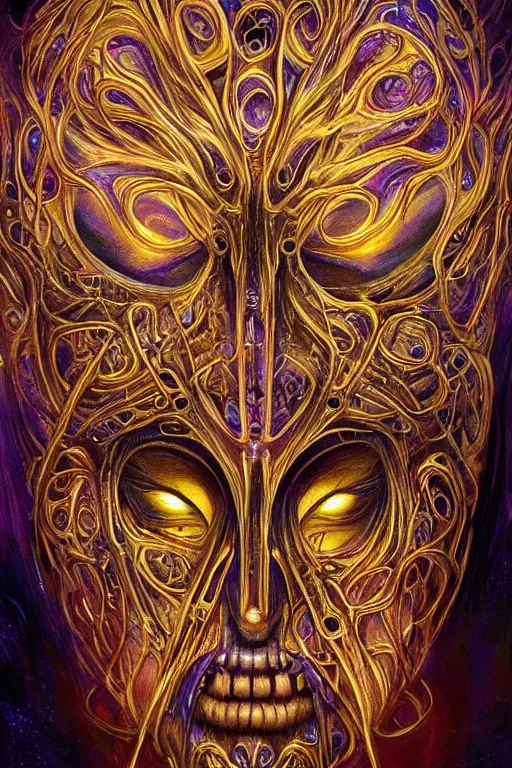 Prompt: Elden Ring and Psytrance DMT entity themed painting of majestic chromatic biomechanical anatomical hybrid neutral human mask closeup face tattoo pattern golden ratio concept, Neo-Gothic concept, infinity glyph waves, intricate artwork masterpiece, very coherent artwork, cinematic, full frontal facial features by Artgerm, art by H.R. Giger, Joseph Michael Linsner, Alex Grey, Johnatan Wayshak, Moebius, Ayami Kojima, very anatomically coherent artwork, trending on cgsociety, ultra high quality model, production quality cinema model, high detail chromatic ink outline, octane render, unreal engine 8k, hyper realism, high detail, octane render, unreal engine, 8k, High contrast