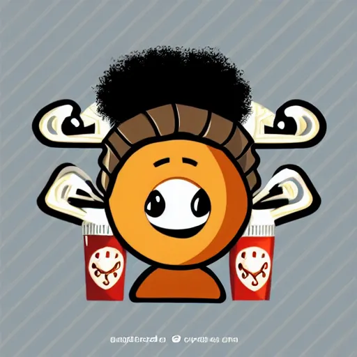 Image similar to a cute afro jack, digital art, iconic icon, 2 d vector logo, cartoon, t - shirt design