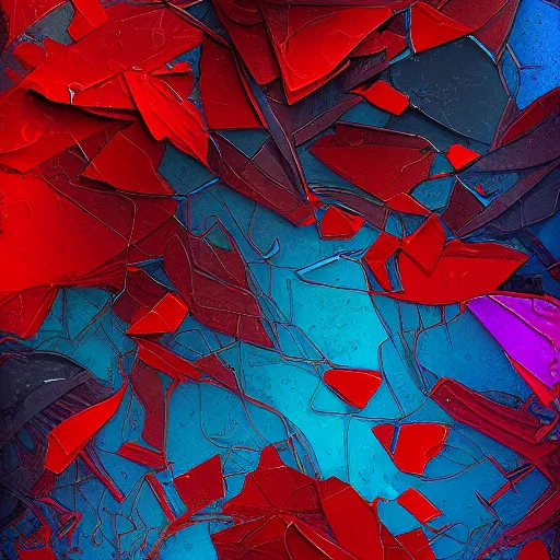 Image similar to the brittle. digital painting, vertical, intricate, beautiful, detailed, grunge, illustration, abstract art trending on artstation. blue, dark red, violet color scheme, darker bottom gradient