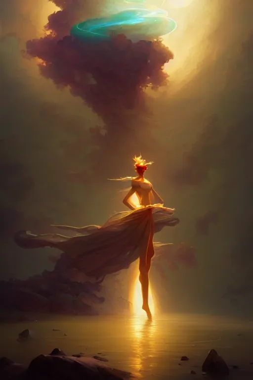 Image similar to the sun dancer, atmospheric, ambient, lighting refraction, volumetric lighting, highly detailed, digital art, peter mohrbacher and greg rutkowski