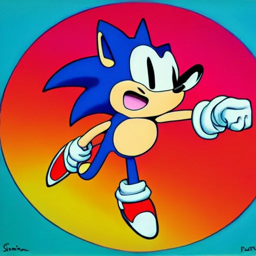 Image similar to sonic the hedgehog as imagined by peter max