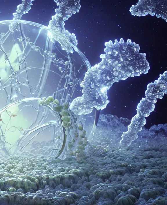 Image similar to opulent transparent clear see - through image of microbes, botany, milky way environment, ultra realistic, concept art, art nouveau, photorealistic, octane render, 8 k, unreal engine. art by gustave dore and nori inoguchi and sam kaplan and zachary goulko and christopher marley and artgerm