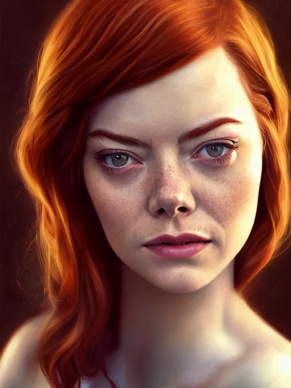 Prompt: emma stone as a very old mary jane watson, digital painting, extremely detailed, 4 k, intricate, brush strokes, mark arian, artgerm, bastien lecouffe - deharme