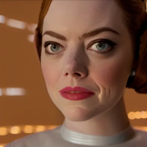 Prompt: Emma Stone as Princess Leia, movie scene, XF IQ4, 150MP, 50mm, F1.4, studio lighting, professional, Look at all that detail!, Dolby Vision, UHD