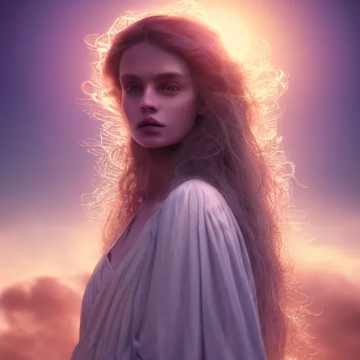 Prompt: photographic portrait of a stunningly beautiful female alchemist with spells in soft dreamy light at sunset, contemporary fashion shoot, by edward robert hughes, annie leibovitz and steve mccurry, david lazar, jimmy nelsson, breathtaking, 8 k resolution, extremely detailed, establishing shot, artistic, hyperrealistic, perfect face, octane render