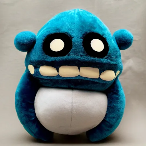 Prompt: cute fumo plush of a black and blue monster, many eyes, kawaii, symmetry