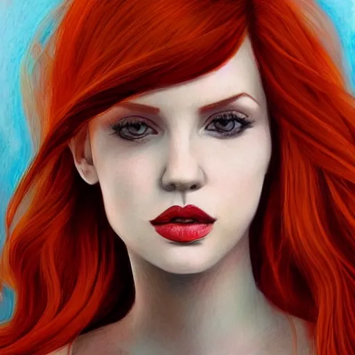 Image similar to Portrait of a beautíful young lady with red hair, sharp, detailed, award winning, arstation, pinterest